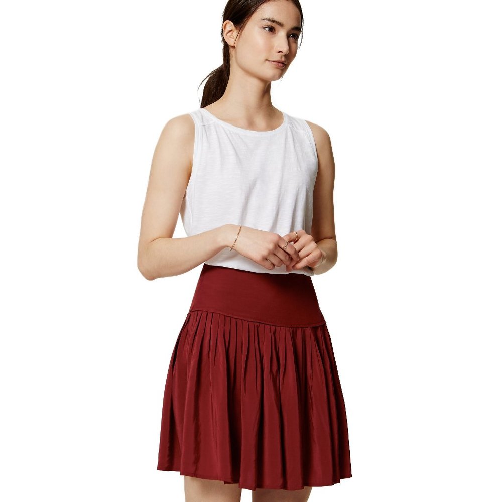 New Ann Taylor LOFT Red Pleated Mini Skirt Size 4